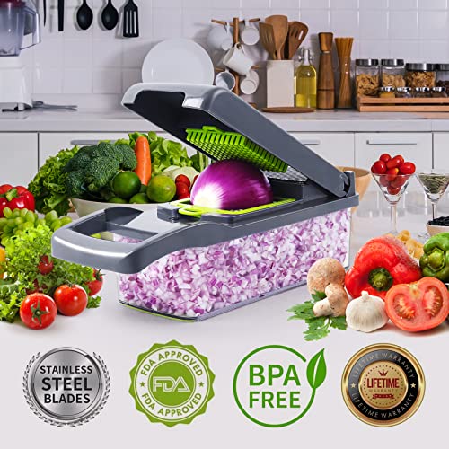 KucheCraft Vegetable Chopper, 13 in 1 Onion Chopper Dicer, Manual Vegetable  Cutter with Container and Lid, Pro Food Chopper for Potato Tomato, Kitchen