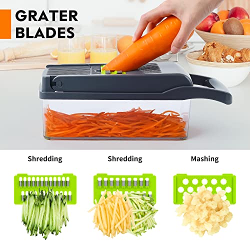 13 Packs Vegetable Chopper Set, Pro Onion Chopper, Multifunctional 13 in 1  Food Chopper, Kitchen Vegetable Slicer Dicer Cutter,Veggie Chopper With 8  Blades,Carrot and Garlic Chopper With Container 