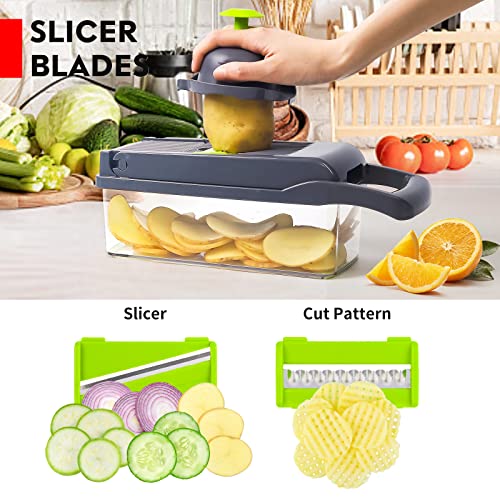 13 Packs Vegetable Chopper Set, Pro Onion Chopper, Multifunctional 13 in 1 Food  Chopper, Kitchen Vegetable Slicer Dicer Cutter,Veggie Chopper With 8  Blades,Carrot and Garlic Chopper With Container 